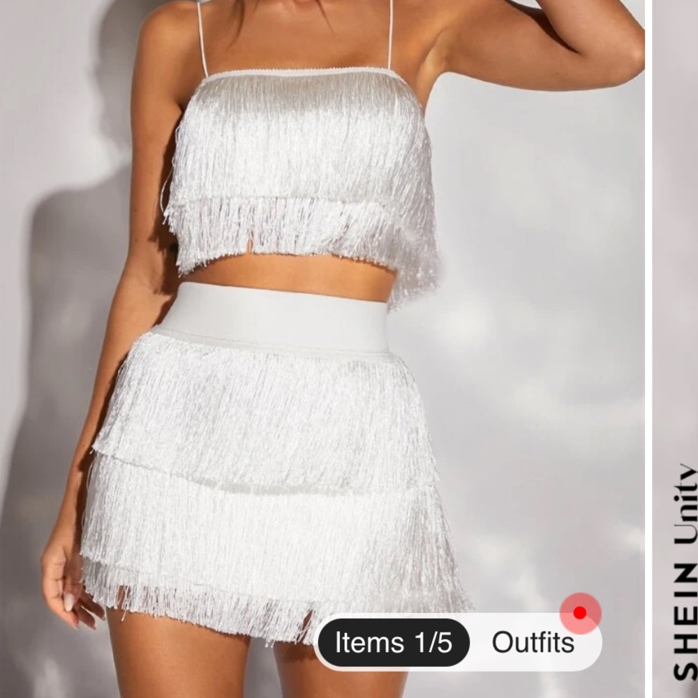 Fringe trim Cami top and Skirt